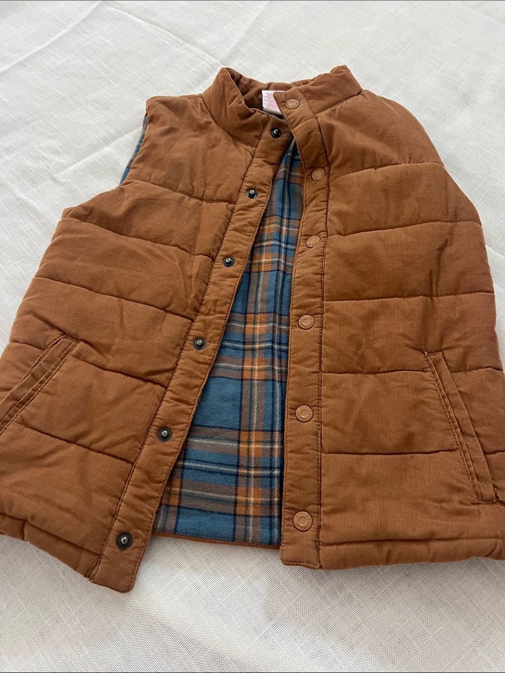 Tommy Bahama Brown Vest with Blue and Rust Plaid Lining